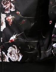 Dolce & Gabbana Black Floral Polyester Full Zip Bomber Jacket