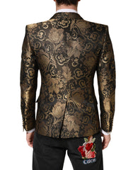 Dolce & Gabbana Gold Jacquard Single Breasted Tuxedo Blazer