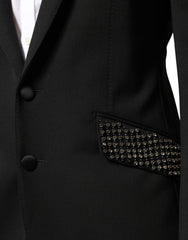 Dolce & Gabbana Black Embellished Single Breasted Blazer