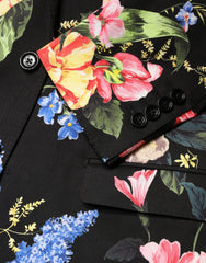 Dolce & Gabbana Black Floral Single Breasted MARTINI 2 Piece Suit