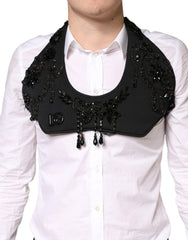 Dolce & Gabbana Black Crystal Embellished Crop Waistcoat One Size Vest