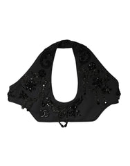 Dolce & Gabbana Black Crystal Embellished Crop Waistcoat One Size Vest