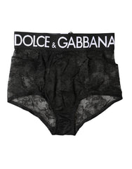 Dolce & Gabbana Black Logo Girdle High Waist Panty Underwear