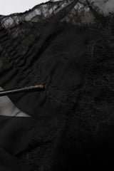 Dolce & Gabbana Black Silk Floral Lace Lingerie Top Underwear