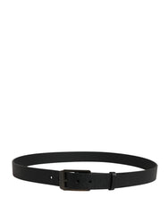 Dolce & Gabbana Black Calf Leather Gold Metal Buckle Belt