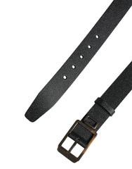 Dolce & Gabbana Black Calf Leather Gold Metal Buckle Belt