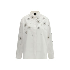 PINKO White Calf Leather Bos Taurus Pattern Shirt