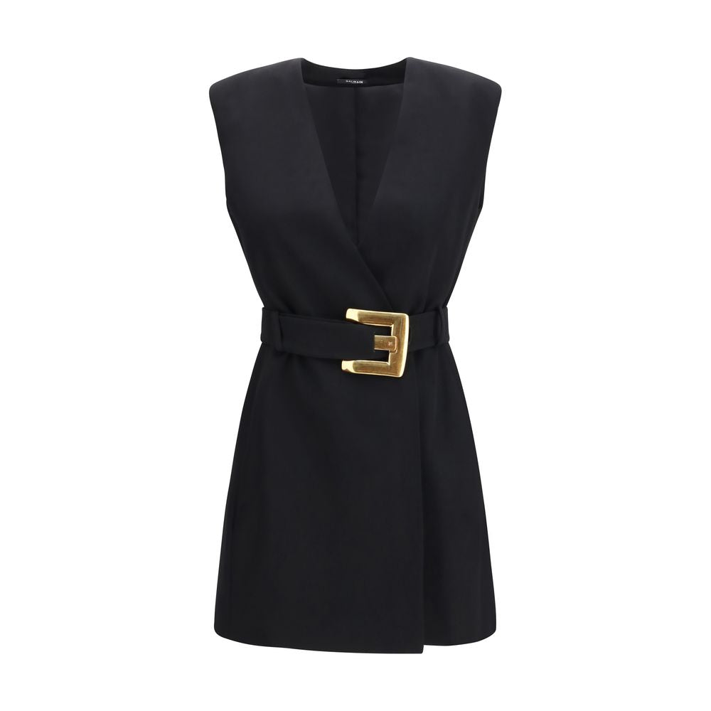 Balmain Black Fleece Wool Casual Dress