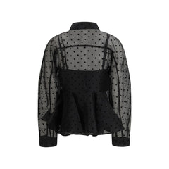Ganni Black Recycled Polyester Pattern Shirt