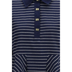Ganni Blue Cotton Polo Shirt