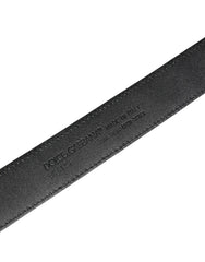 Dolce & Gabbana Men Black Exotic Leather Logo Buckle Belt