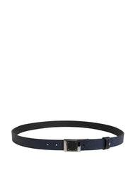 Dolce & Gabbana Men Blue Calfskin Leather Square Buckle Belt