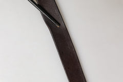 Dolce & Gabbana Men Brown Calf Leather Logo Metal Buckle Belt