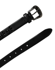 Dolce & Gabbana Men Black Calf Embellished Metal Buckle Belt