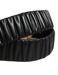 Dolce & Gabbana Black Leather Gold Heart Metal Buckle Belt