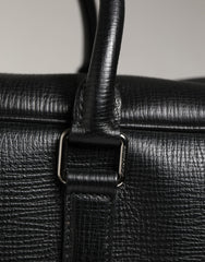 Dolce & Gabbana Black Car Man Applique Leather Weekender Borse Bag