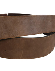 Ermanno Scervino Brown Leather Wide Gold Metal Buckle Belt