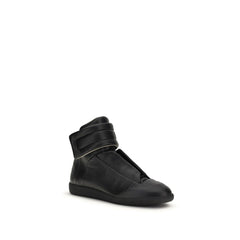 Margiela Black Calf Leather Bos Taurus High Top Sneakers