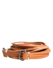 Scervino Street Brown Leather Silver Tone Buckle Waist Belt