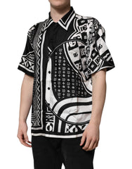 Dolce & Gabbana Black Silk Logo Print Short Sleeves Shirt