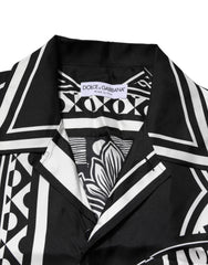 Dolce & Gabbana Black Silk Logo Print Short Sleeves Shirt