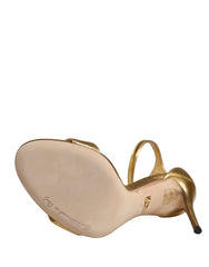 Dolce & Gabbana Gold Leather Keira High Heels Sandals Shoes
