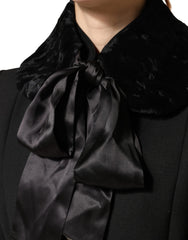 Dolce & Gabbana Black Lamb Fur Women Neck Warmer Winter Scarf