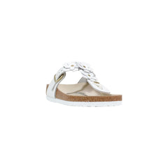 Birkenstock White Leather Flat Sandals