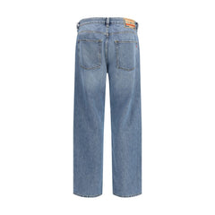 Diesel Blue Cotton Relaxed Fit Jeans