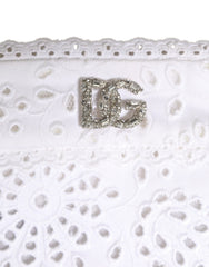Dolce & Gabbana White Cotton Embroidered DG Crystal Headwear Hat