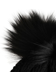 Dolce & Gabbana Black Acrylic Knitted Fur Winter Beanie