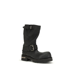 Balenciaga Black Calf Leather Bos Taurus Lace-Up Boots