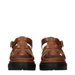 Prada Brown Leather Platform Sandals