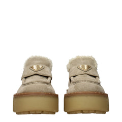 Prada Beige Leather Platform Loafers