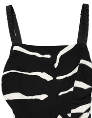Dolce & Gabbana Black White Zebra Print CadyCalf Length Dress