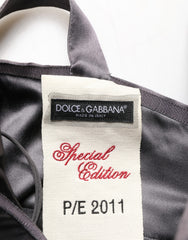 Dolce & Gabbana Black Satin Sleeveless Sweetheart Dress