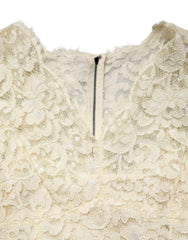 Dolce & Gabbana Off White Floral Lace Sheath Maxi Dress