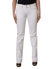7 For All Mankind White Mid Waisted Skinny Denim Trouser Jeans