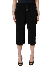 Dolce & Gabbana Black Viscose Mid Waist Cropped Women Pants