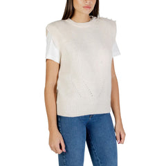ICHI Cream Polyester Sleeveles Sweater