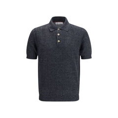 Brunello Cucinelli Gray Cotton Polo Shirt