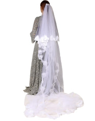 Dolce & Gabbana White Floral Lace Nylon Floor Length Long Wedding Veil