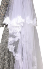 Dolce & Gabbana White Floral Lace Nylon Floor Length Long Wedding Veil