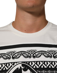 Dolce & Gabbana White Cotton Bandana Print CrewNeck T-shirt