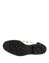 Cesare Paciotti Black White Leather Derby Shoes