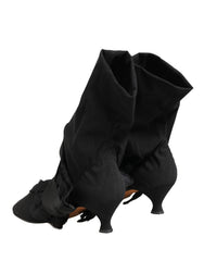 Dolce & Gabbana Black Suede Mid Calf Boots Shoes