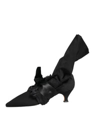 Dolce & Gabbana Black Suede Mid Calf Boots Shoes