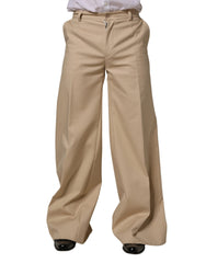 Dolce & Gabbana Beige Cotton Straight Men Dress Trouser Pants