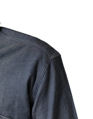 AGLINI Dark Blue Slim Fit Collared Long Sleeve Denim Shirt