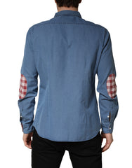 AGLINI Blue Cotton Slim Fit Collared LongSleeve Casual Shirt